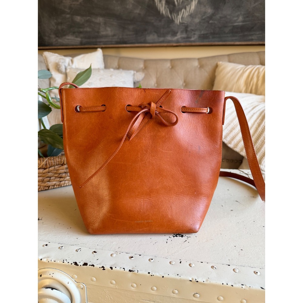 MANSUR GAVRIEL Bucket Bag Brandy Leather Drawstring Women's Crossbody Purse Vtg